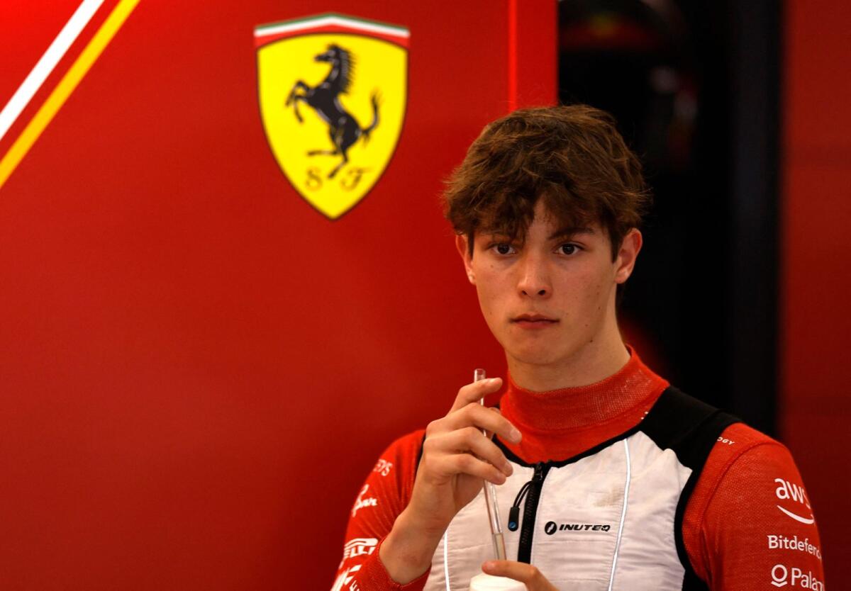 Ferrari's Oliver Bearman before practice.  - Reuters