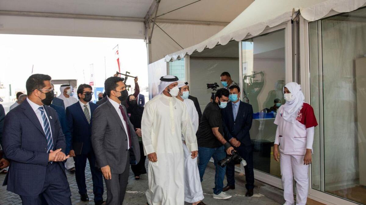 Abdulla bin Mohamed Al Hamed, Chairman of the Department of Health – Abu Dhabi (DoH), during his visit to the centre.