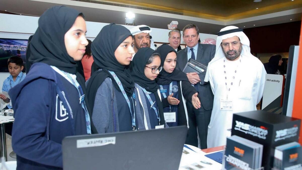 Students and officials during the BETT Middle East Leadership Summit in Abu Dhabi