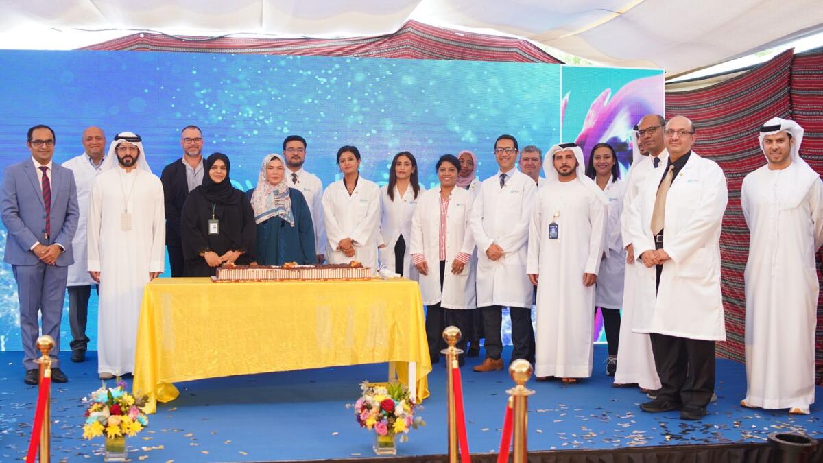 NMC’s guests of honour along with the clinical staff and team of NMC Royal Hospital — Mohammed Bin Zayed City at the rebranding ceremony.