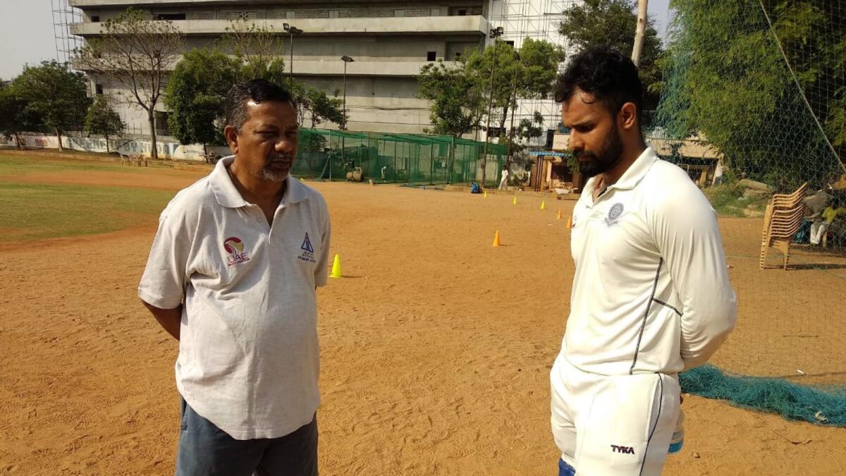 Coach John Manoj with Indian batsman Hanuma Vihari. (Supplied photo)