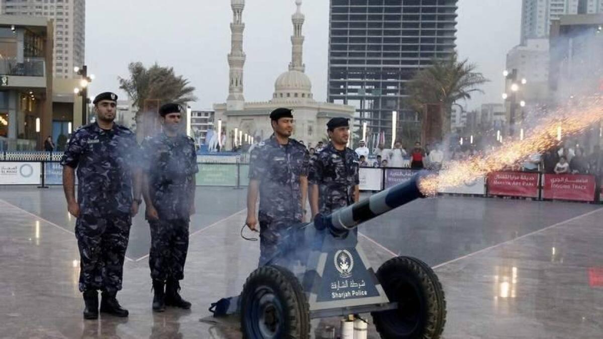 Combating, coronavirus, Sharjah police, Ramadan cannons, public