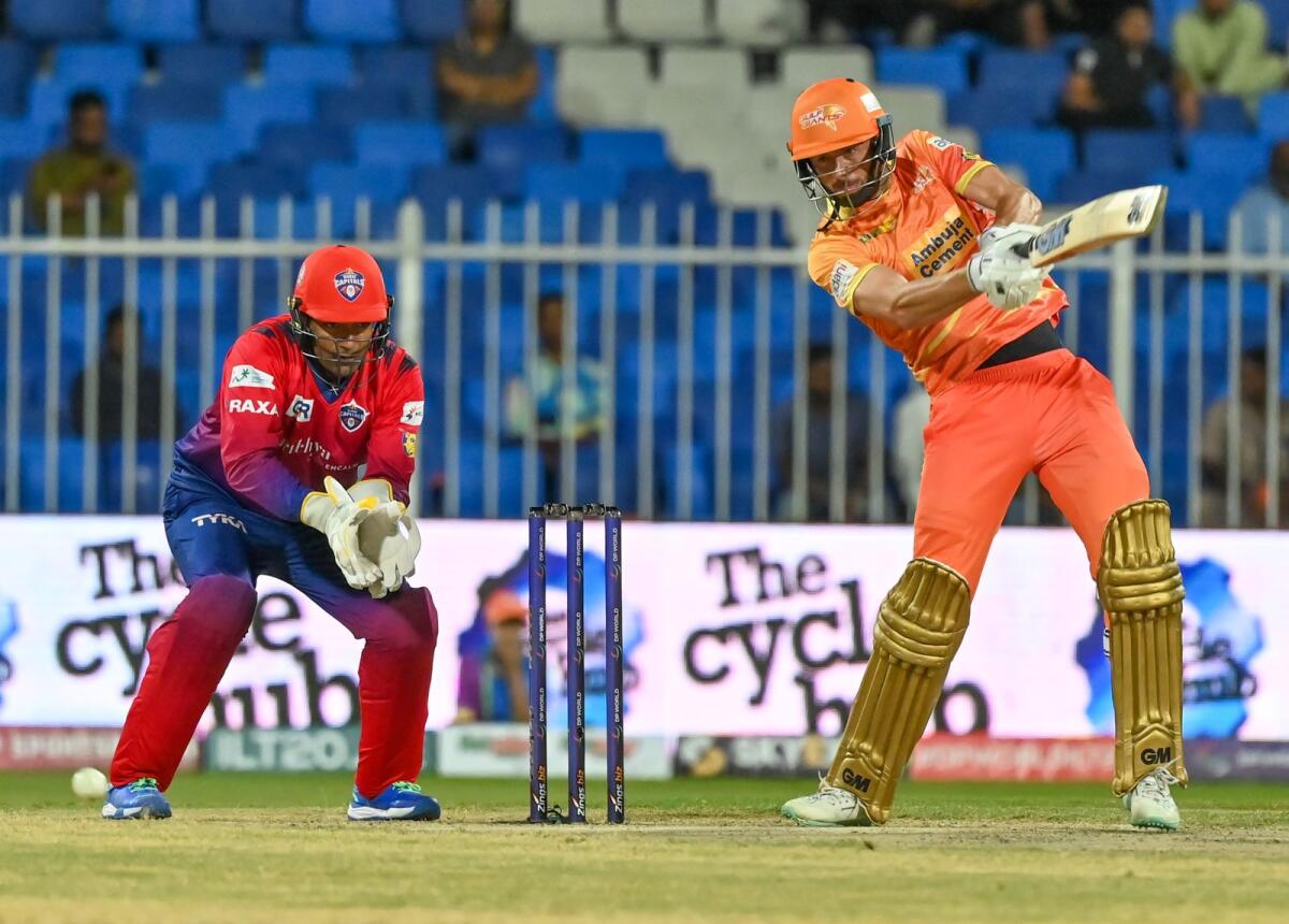 James Vince of Gulf Giants plays a shot during the match against Dubai Capitals. — Photo by M. Sajjad