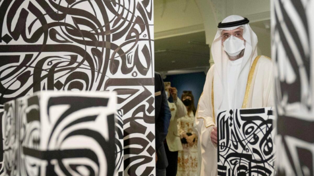 Sheikh Sultan bin Muhammad bin Sultan Al Qasimi opens the Sharjah Islamic Art Festival. — Photos by M. Sajjad, Wam