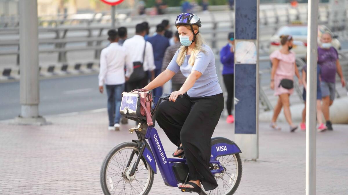 Natasha Rukavishnikova does four to six rides per day on Careem bikes. Supplied photo