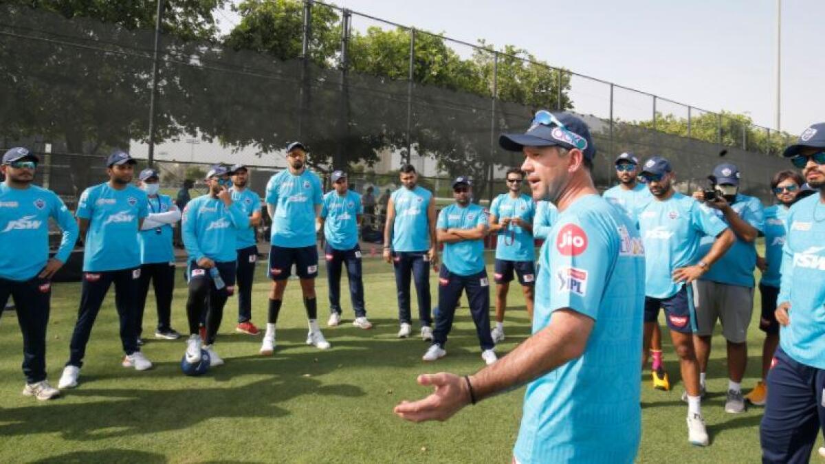 The Delhi Capitals coach Ricky Ponting during a training session in Dubai. (Delhi Capitals Twitter)