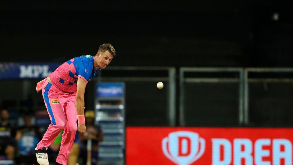 Chris Morris of the Rajasthan Royals bowls against the Kolkata Knight Riders in Mumbai on Saturday night. — BCCI/IPL