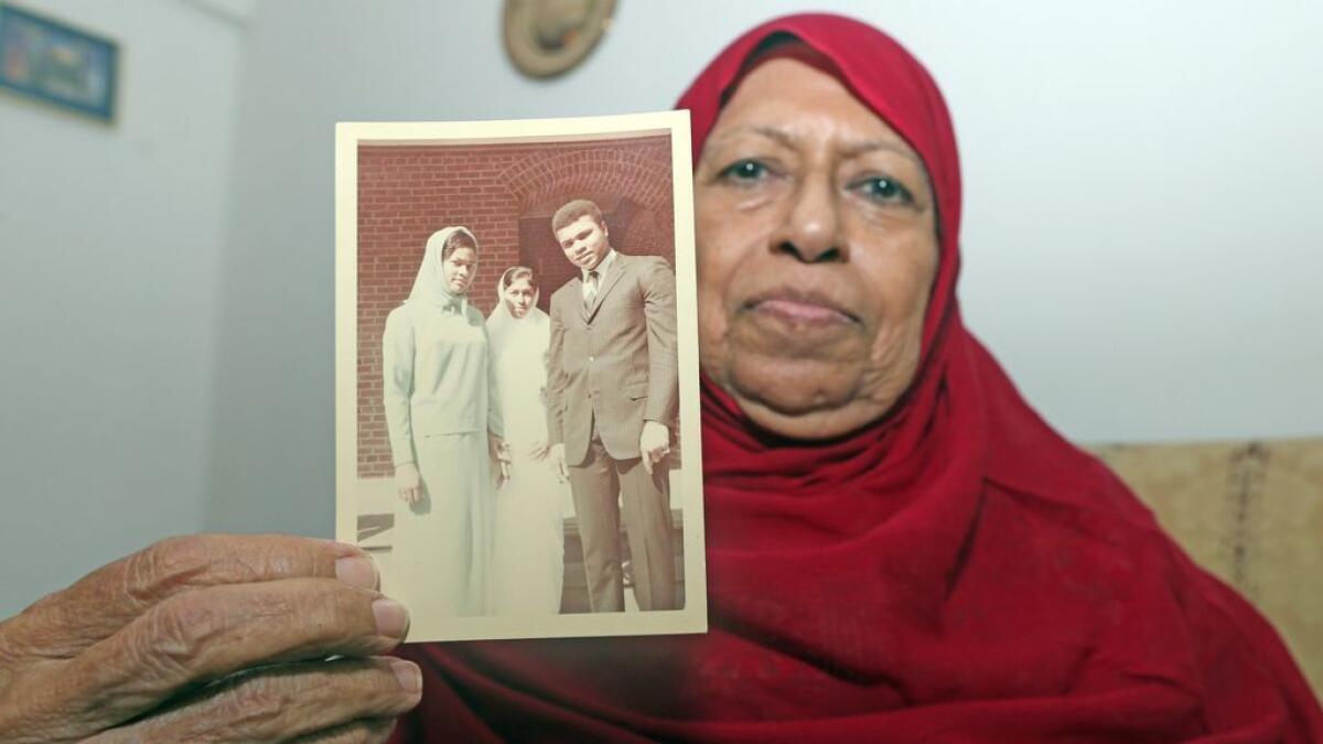 Noorjehan Hassan Zaidi, retired teacher who met Muhammad Ali and had her photo taken with him and his then wife at her house in Dubai on June 04, 2016.