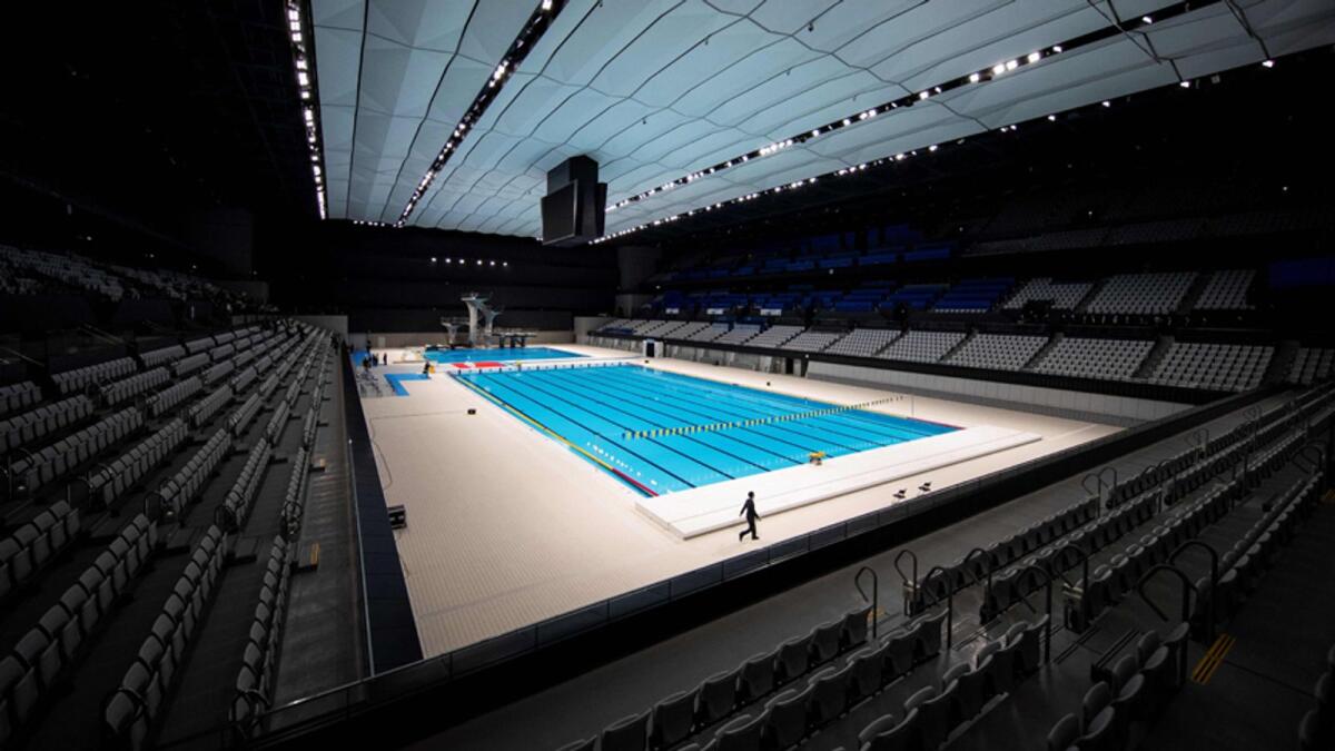 A view of the Tokyo Aquatics Centre during its opening ceremony in Tokyo on Saturday. — AFP