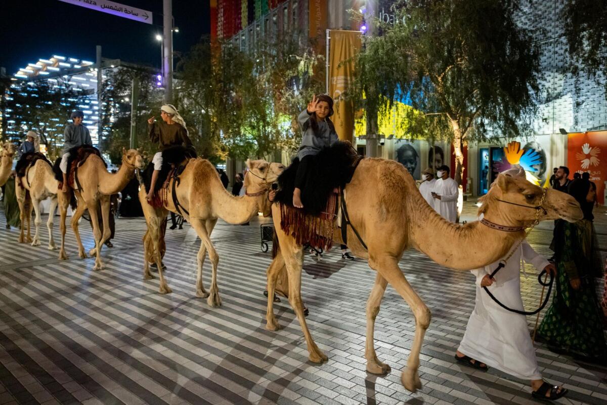 The Haq Al Laila Camel Parade on Ghaf Avenue, Expo Citu Dubai. Photo: Supplied