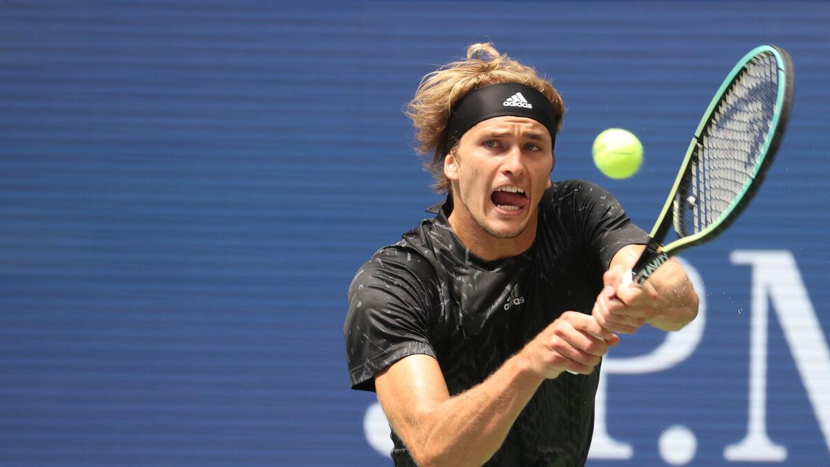 Alexander Zverev of Germany hits a backhand return against Sam Querrey of the United States. (AFP)