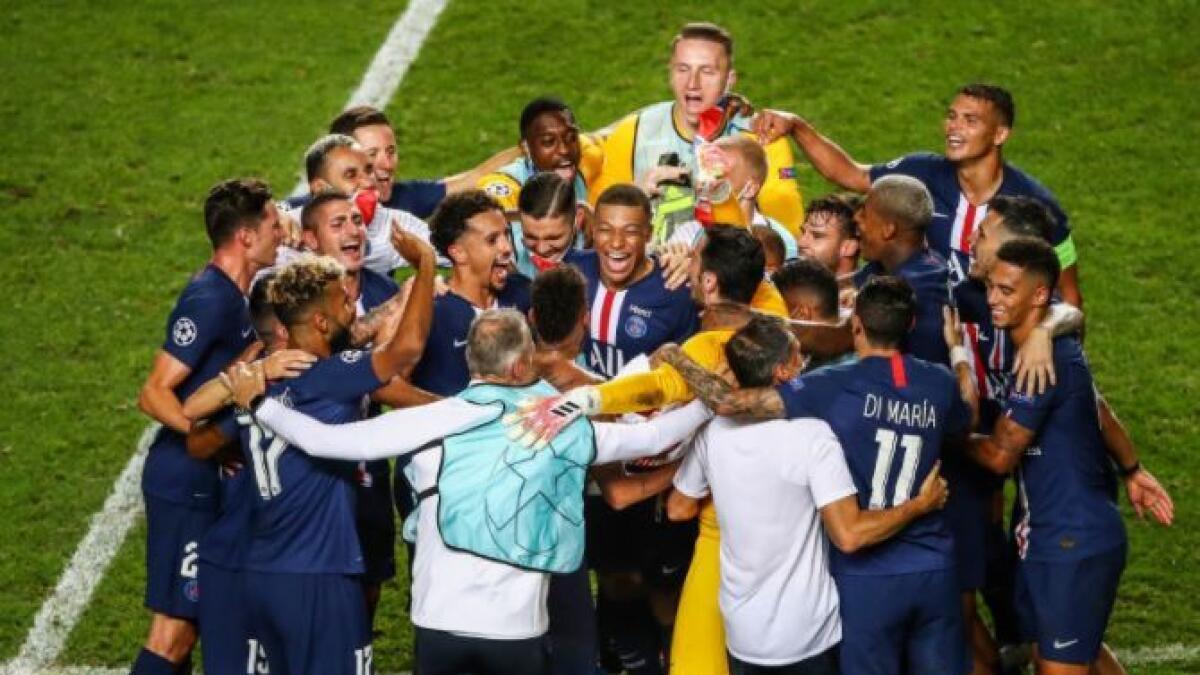 Paris Saint-Germain players celebrate their semifinal win. (PSG Twitter)