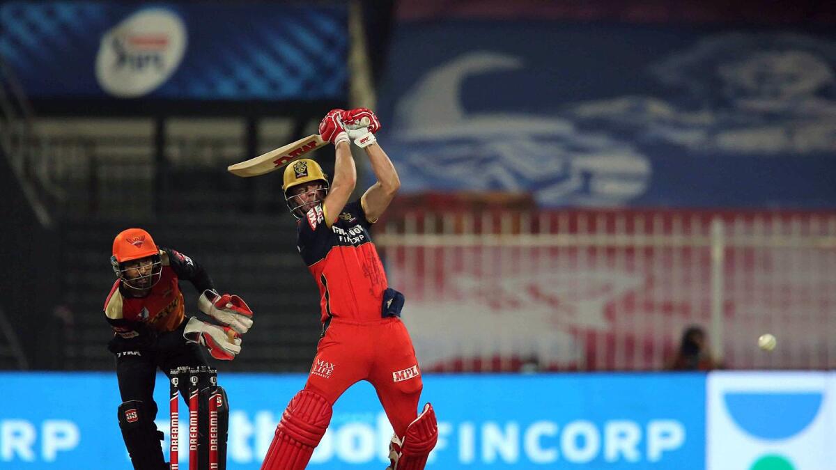 AB de Villiers of Royal Challengers Bangalore plays a shot during the IPL match against SRH.— IPL