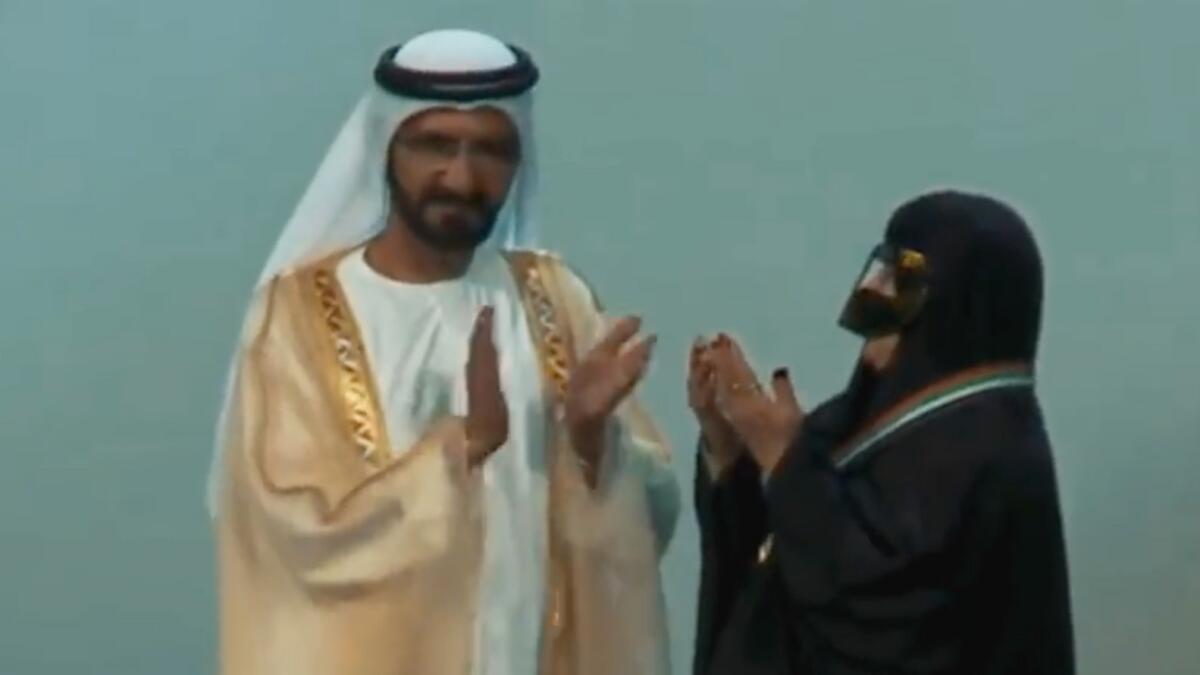 Screengrab from a video shared by Sheikh Mohammed on Emirati Women's Day.