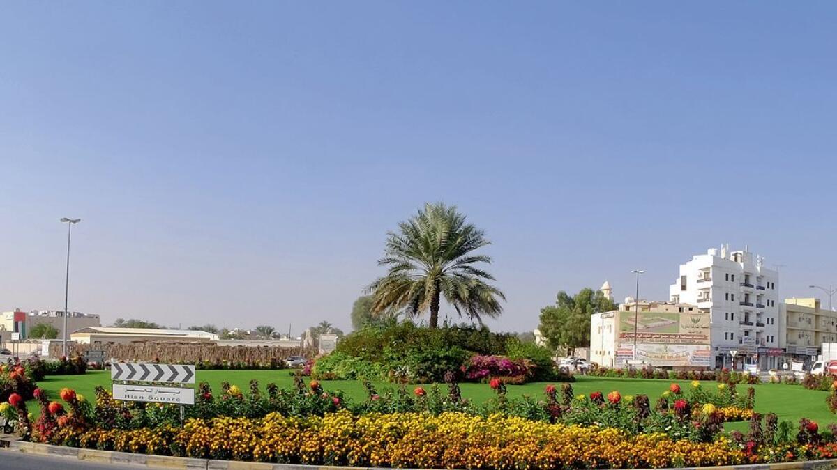 The landscaping of this roundabout at Hisn Square in Dhaid, Sharjah, is a welcome breather from the usually busy street.