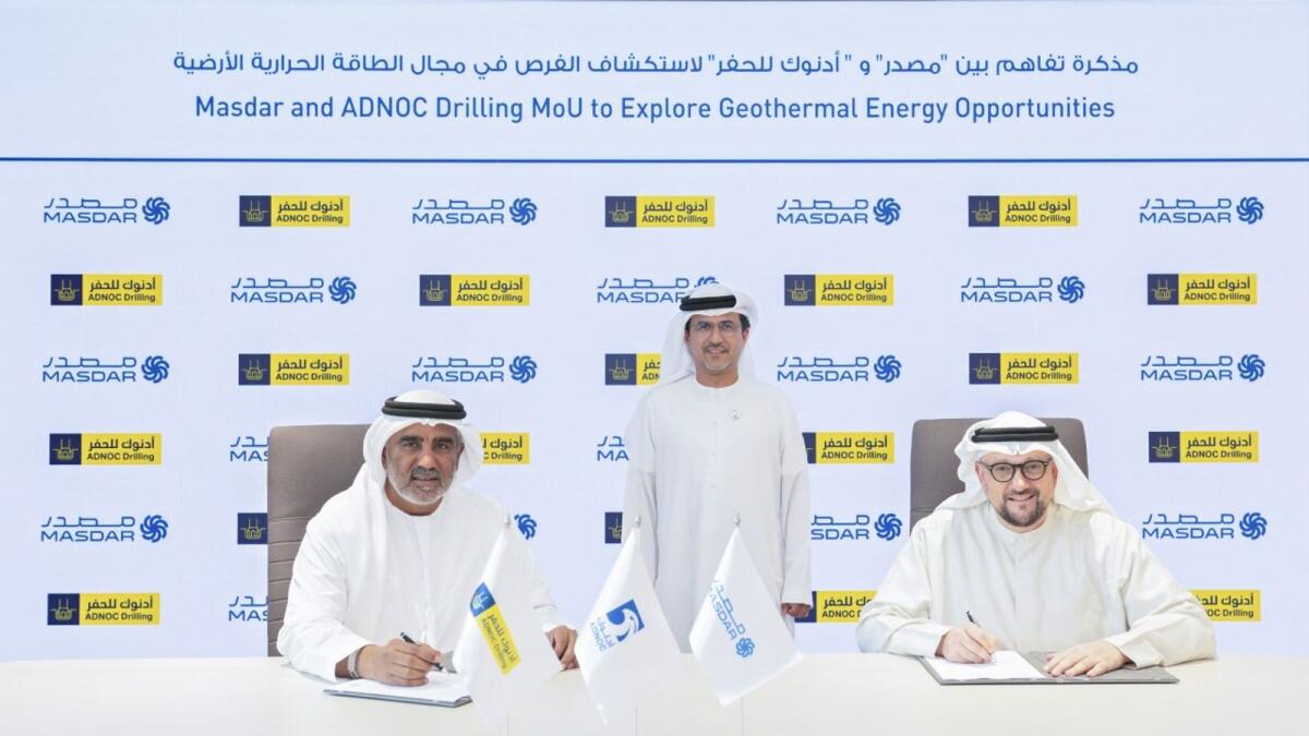 Under the MoU, Adnoc  Drilling will engage as a drilling technical expert and advisor to support Masdar’s deployment of geothermal energy. - Supplied photo
