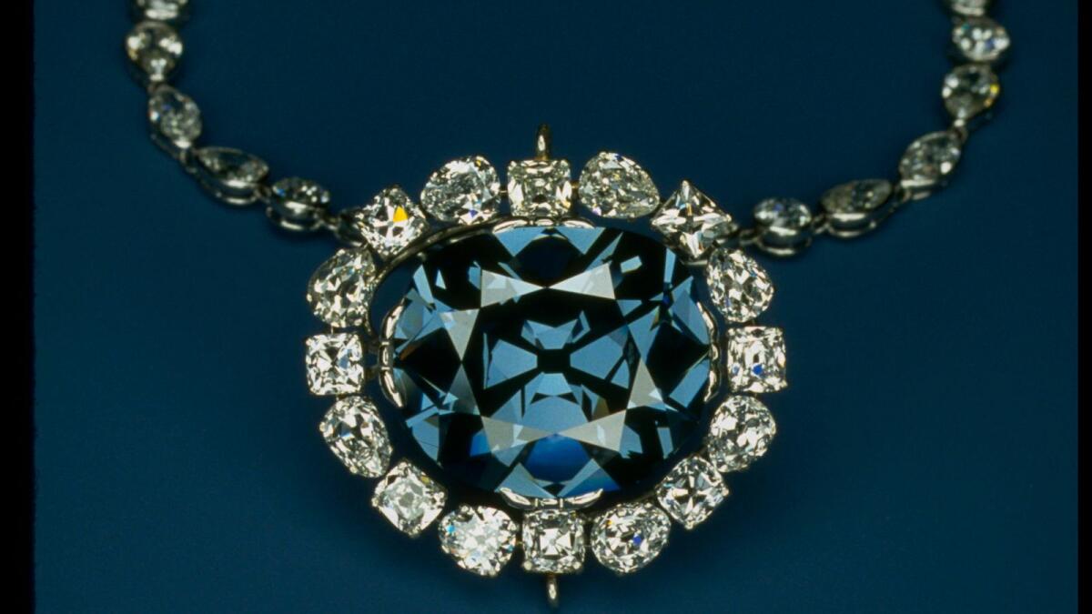 Photograph of the Hope Diamond necklace