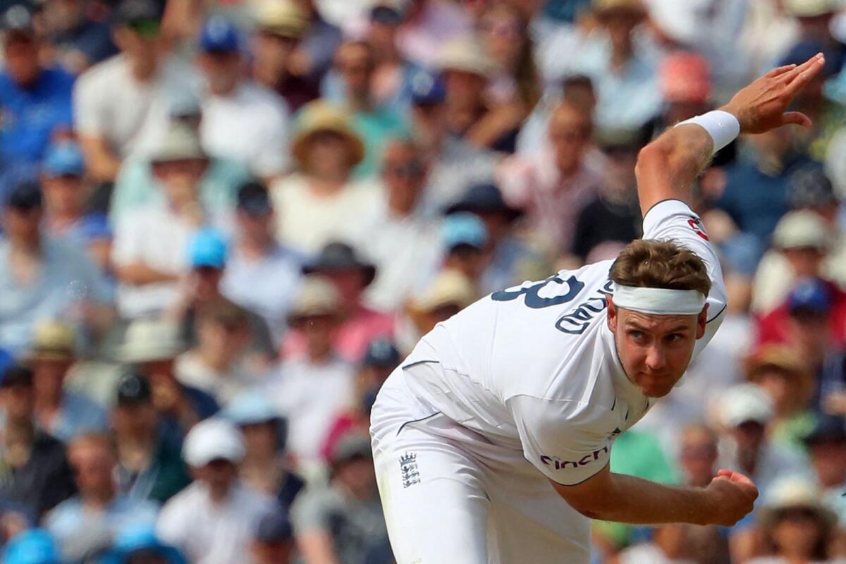 England's Stuart Broad bowls during the first Ashes cricket Test match between England and Australia at Edgbaston in Birmingham. - AFP