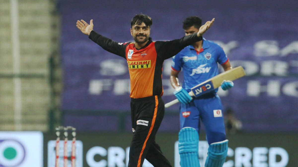 Rashid Khan's three-wicket haul for 14 runs helped Sunrisers Hyderabad's post a 15-run win over Capitals. - IPL