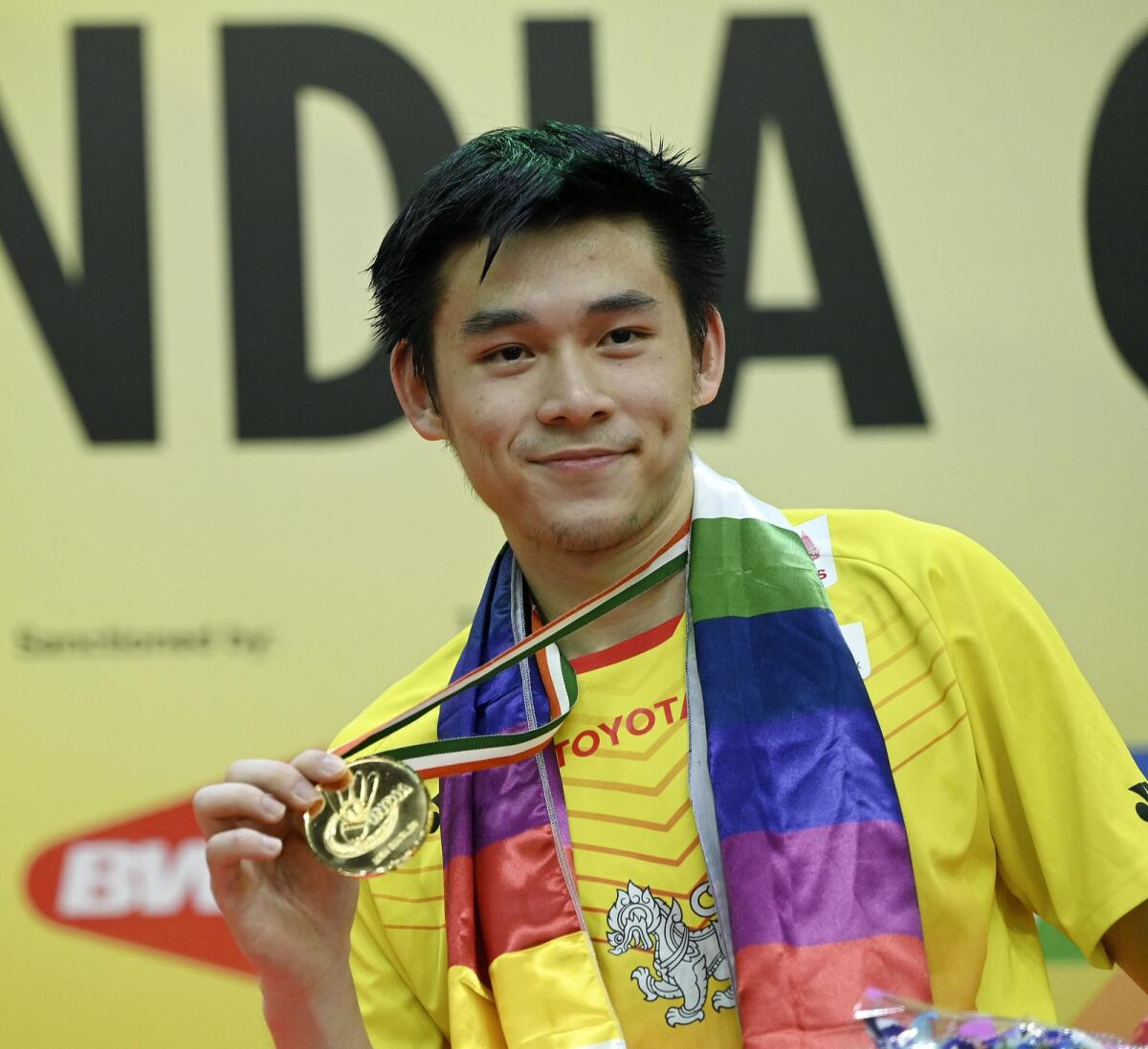 Thailand's Kunlavut Vitidsarn poses with his medal. — Supplied photo