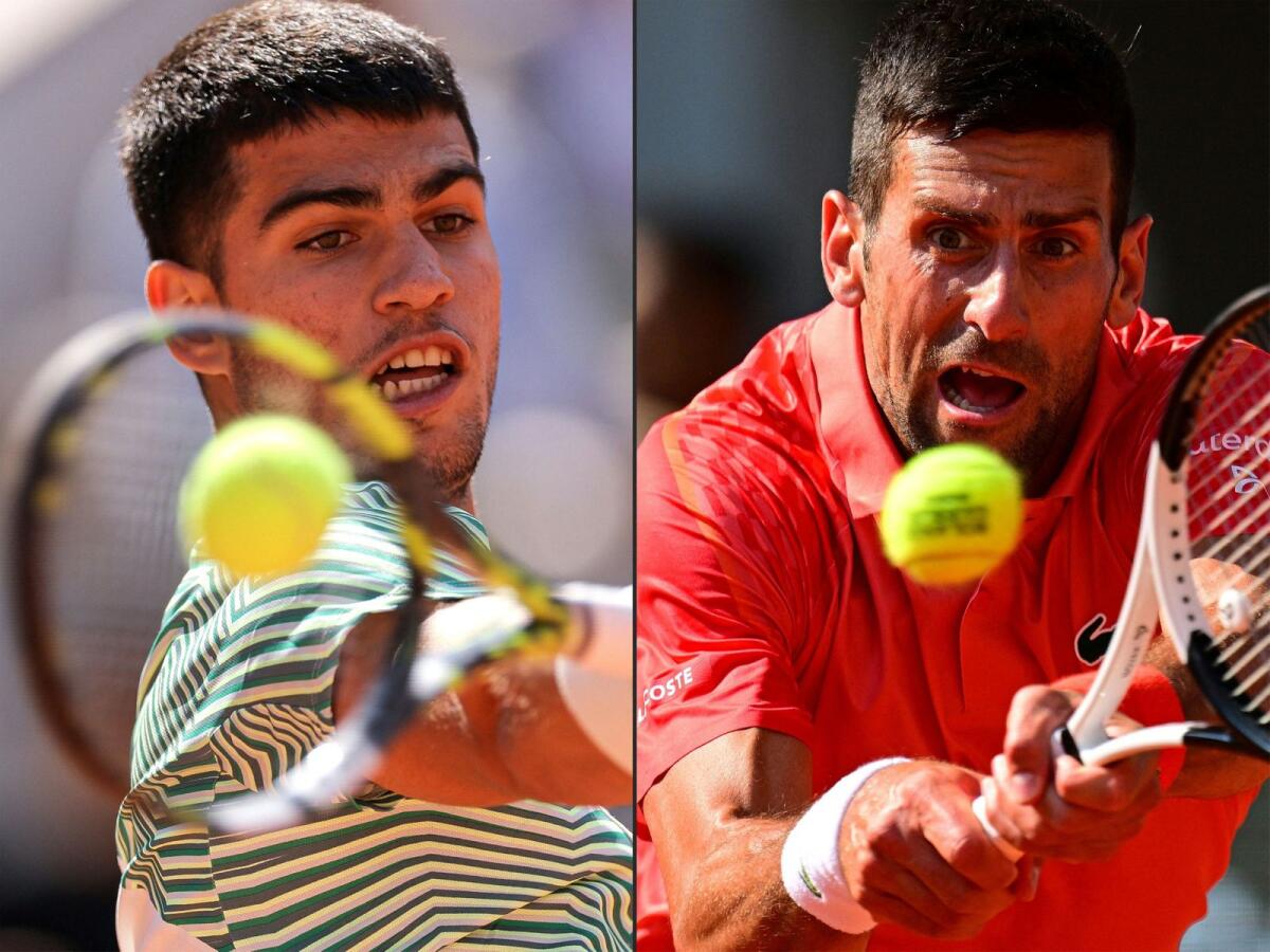 Spain's Carlos Alcaraz  and Serbia's Novak Djokovic. — AFP