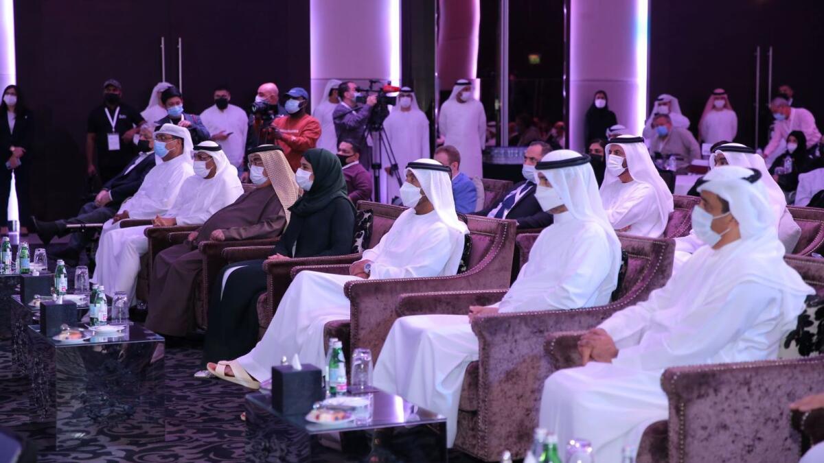 Sheikh Ahmed Bin Saeed Al Maktoum, Hessa Buhumaid and directors general of government agencies at the summit.  Photo: Supplied