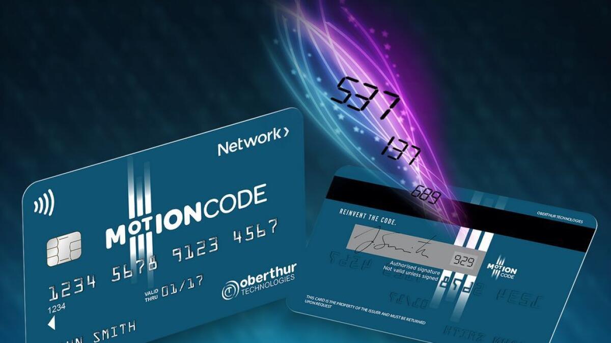 Motion Code replaces the static three-digit security code which is printed on the back of a card, by a mini screen that displays a code automatically refreshed according to an algorithm that is controlled by the user.