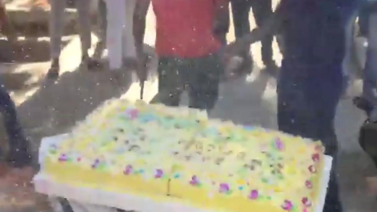 Students cut cake with machete, video goes viral