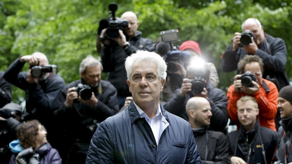 Max Clifford arrives for sentencing at Southwark Crown Court in London.- AP file photo