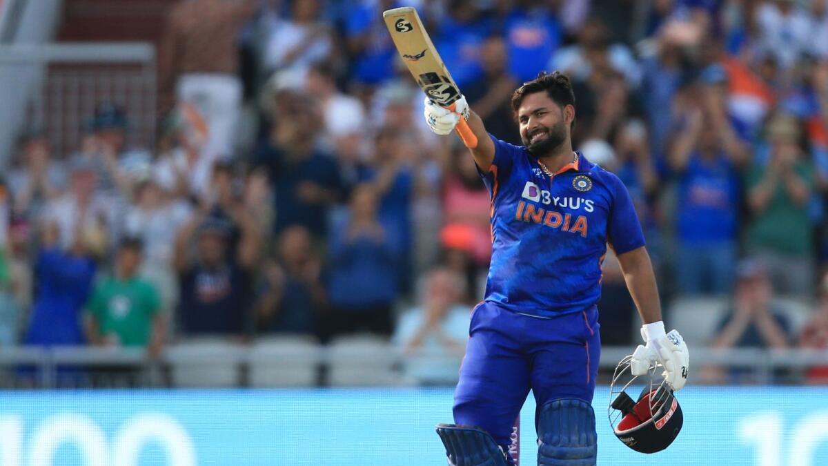 Rishabh Pant celebrates his century in the final one-day international. (AFP)