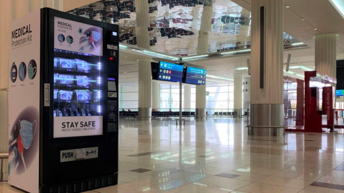 Dubai airport, DXB, terminal 2, terminal 1, PPE kit, coronavirus, covid-19, vending machine