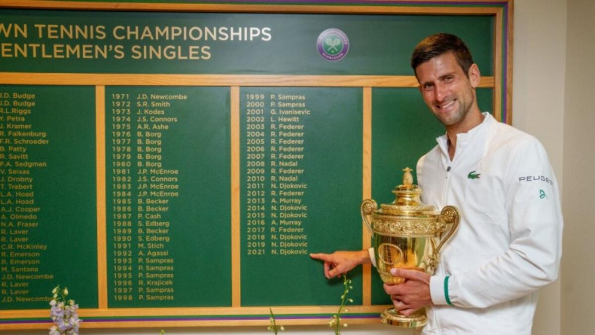 Novak Djokovic won a record-equalling 20th major when he claimed this season's Wimbledon. (ATP Twitter)