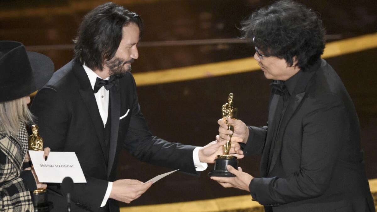 Bong Joon Ho and Han Jin Won won an Oscar for best original screenplay for ‘Parasite.’