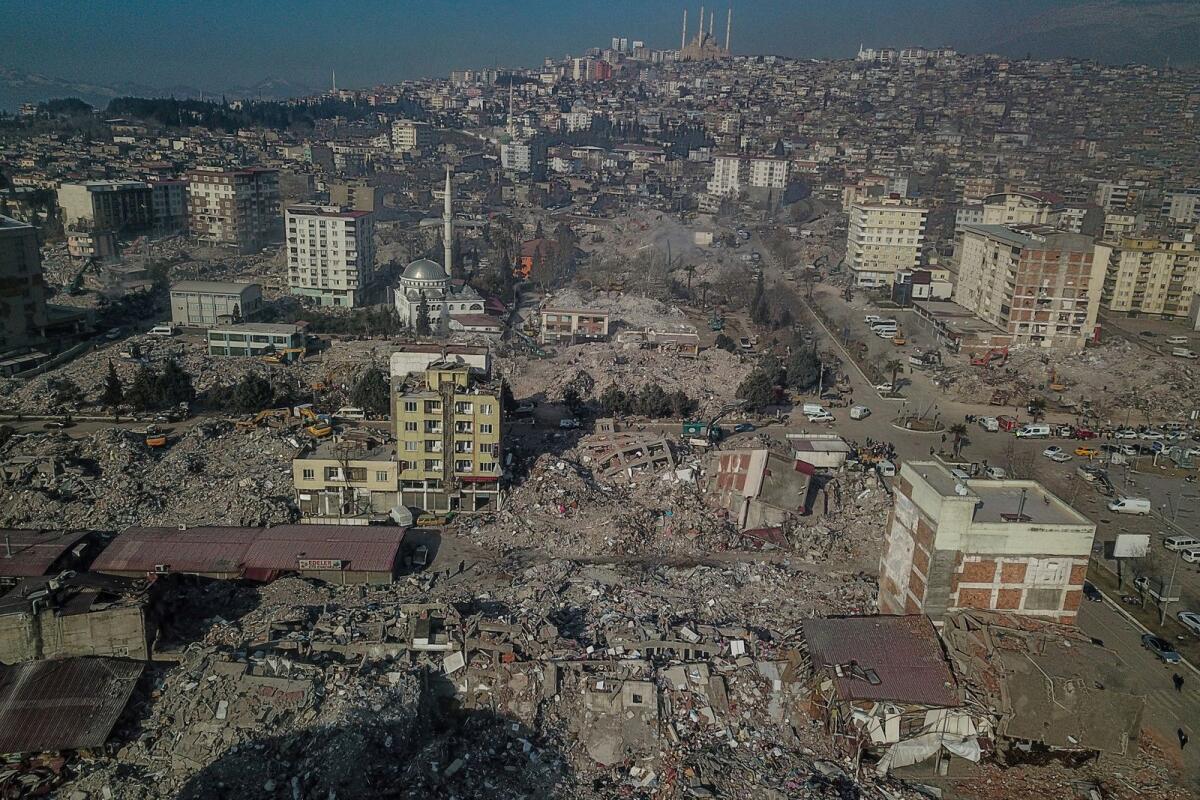 Collapsed buildings in Kahramanmaras, southeastern Turkey, on February 14, 2023. Photo: Reuters