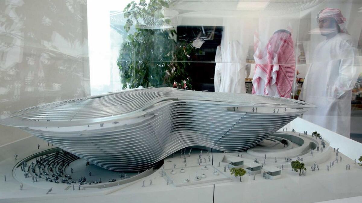 A model of the Expo 2020 project in Dubai. Sustainability will be followed throughout the construction of the expo site. 