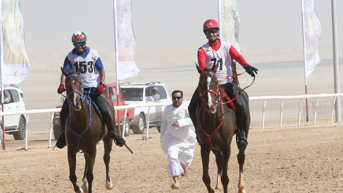 Shaikh Mohammed and Shaikh Hamdan attend the Al Qudra Challenge endurance race which was won by Saif Ahmed Al Mazroui. — Supplied photos