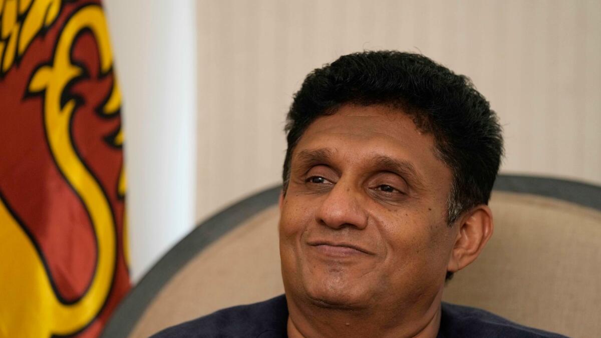 Sri Lankan opposition leader Sajith Premadasa smiles during an interview at his office in Colombo, Sri Lanka.