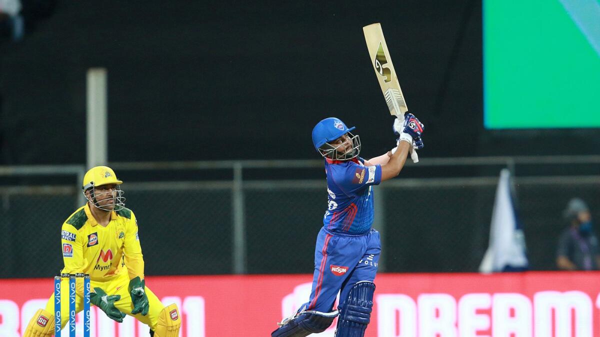 Prithvi Shaw of Delhi Capitals plays a shot during the IPL match against Chennai Super Kings. — IPL