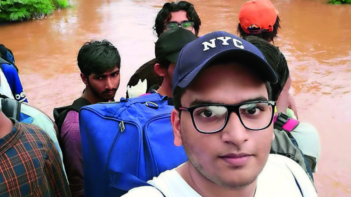 Sharjah boy confronts Kerala deluge on first day of college