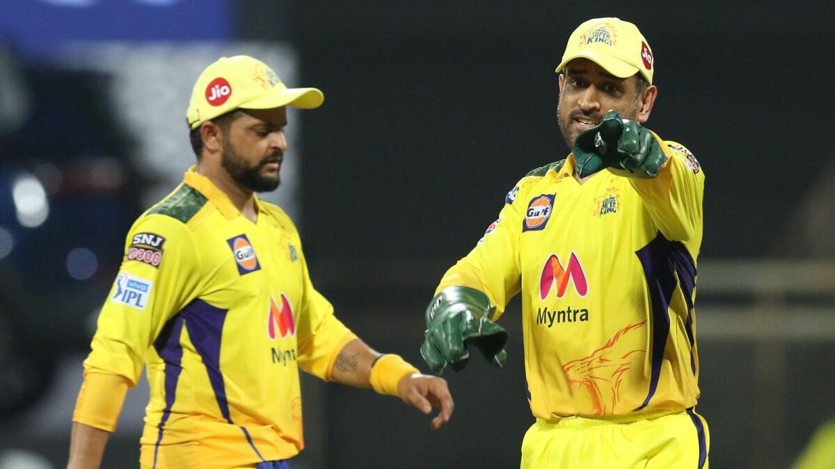 CSK captain MS Dhoni (right) during the match against Rajasthan Royals. (BCCI)