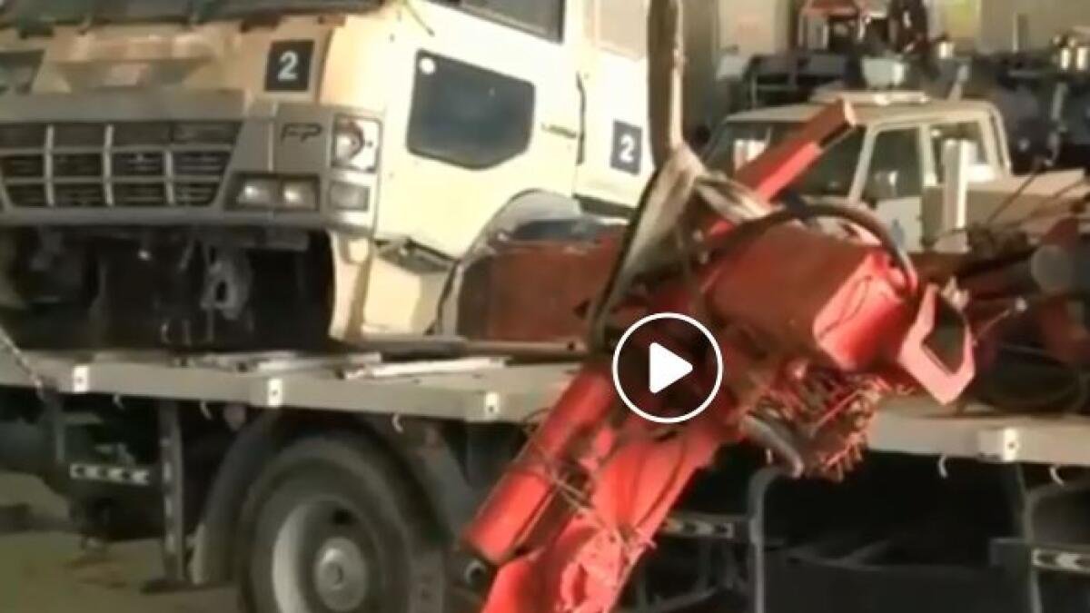 Video, 450kg, heroin, crystal meth, seized, truck, UAE, Abu Dhabi Police, drugs
