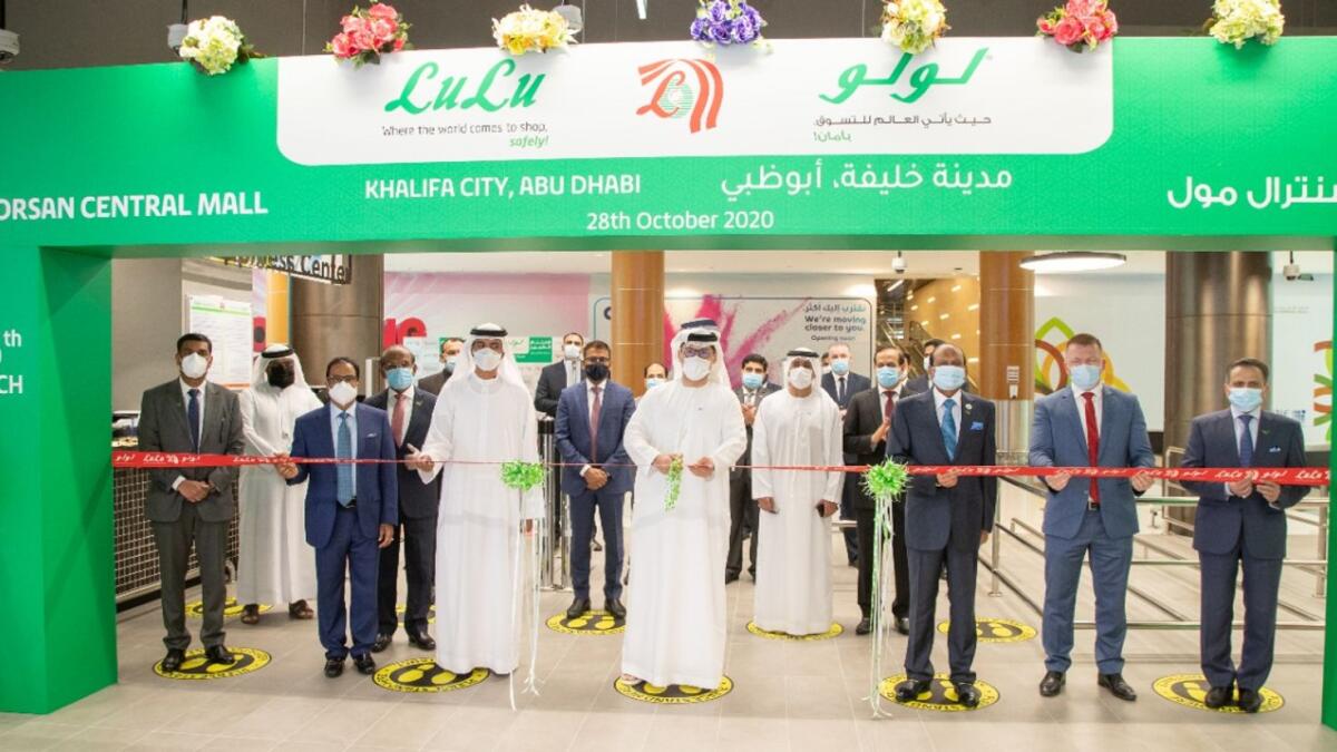 Mohammed Ali Al Shorafa inaugurating 195th Lulu Hypermarket at Forsan Central Mall in Khalifa City in the presence of  Saeed Al Bahri Salem Al Ameri, Yusuff Ali MA, Chairman &amp; MD of Lulu Group and other dignitaries. — Supplied photo