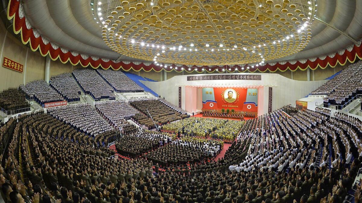 This picture taken on July 26, 2022 and released from North Korea's official Korean Central News Agency (KCNA) on July 27 shows the 8th National Conference of War Veterans in Pongyang. (Photo by AFP)
