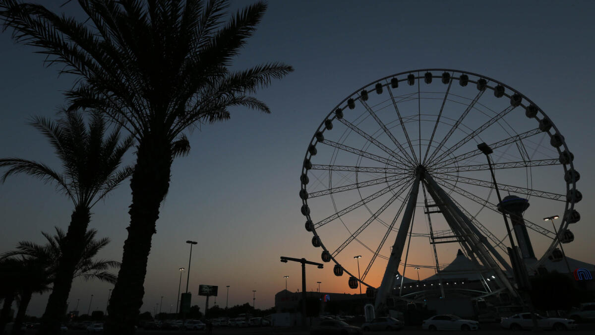 The Marina Eye is being silhouetted during the sunset near the Marina Mall in Abu Dhabi.-Photo by Ryan Lim//Khaleej Times