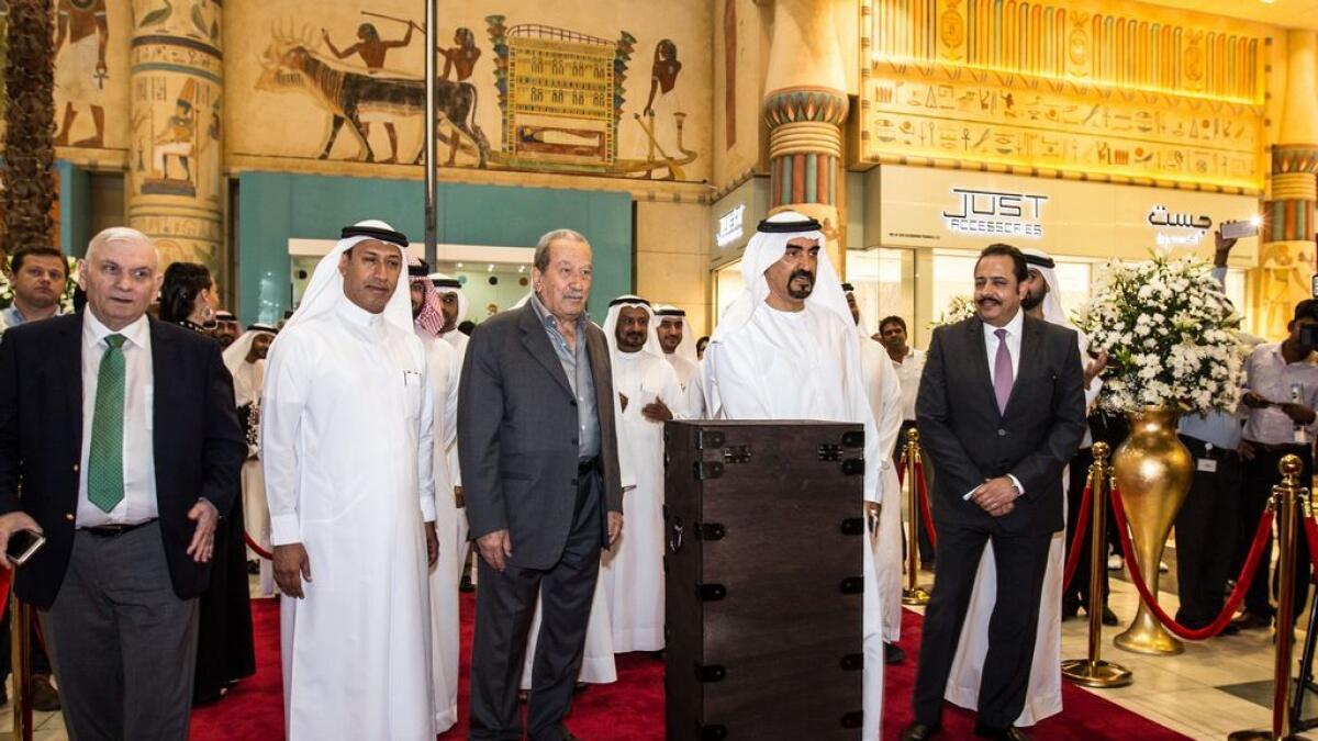 Nakheel chairman Ali Rashid Lootah and other senior executives attend the opening of Ibn Battuta Mall's new extension in Dubai on Wednesday.
