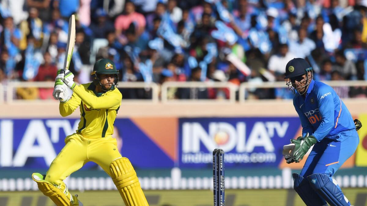Australia's Usman Khawaja plays a shot during the third ODI against India at the Jharkhand International Cricket Stadium in Ranchi on March 8, 2019. (AFP file)