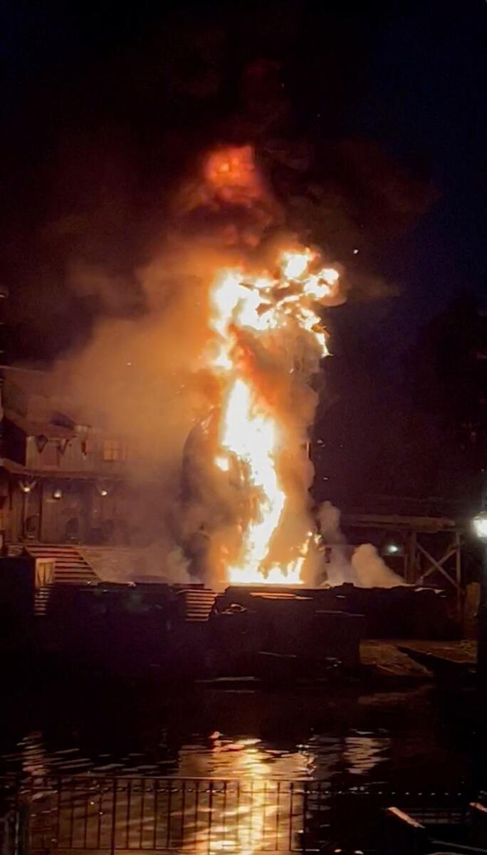 Fire at Disneyland's Tom Sawyer Island attraction burns in Anaheim, California, on April 22, 2023. — Reuters
