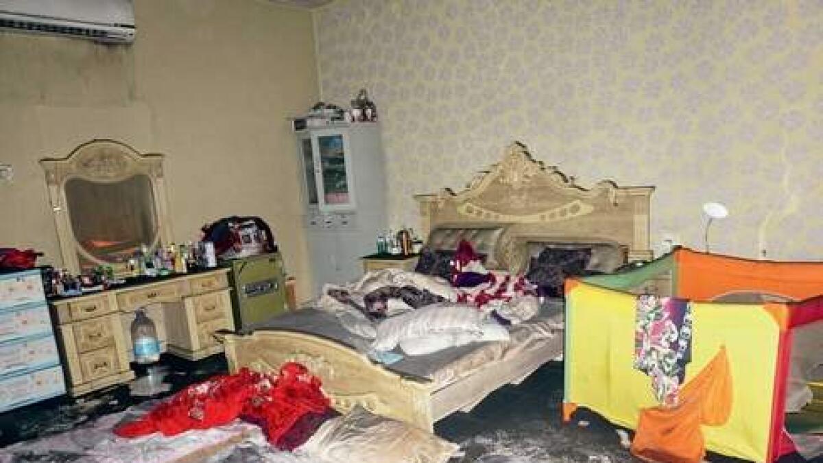 The room where the children were sleeping when the tragedy happened in the wee hours of Monday. — Photo by M. Sajjad