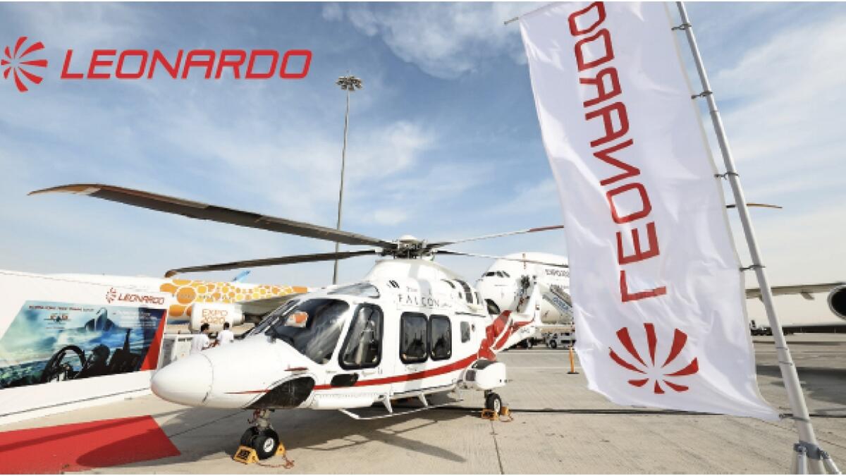 A Falcon Aviation Services Leonardo AW169 helicopter at Dubai Airshow 2019