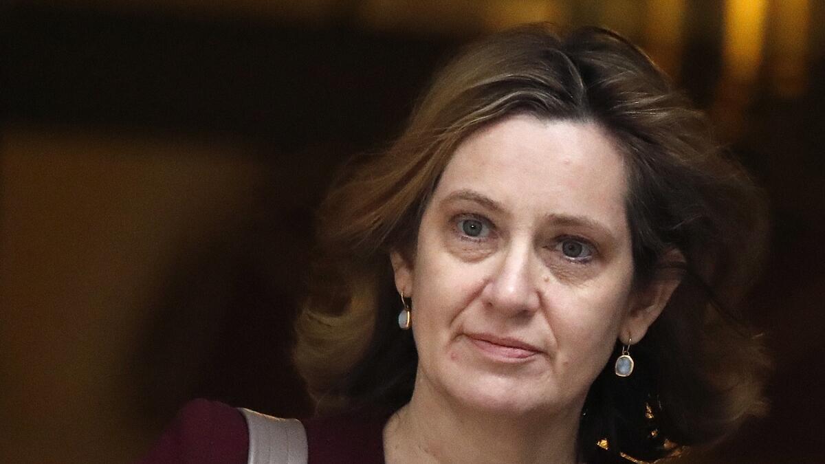 Amber Rudd leaves 10 Downing Street in London.- AP file photo